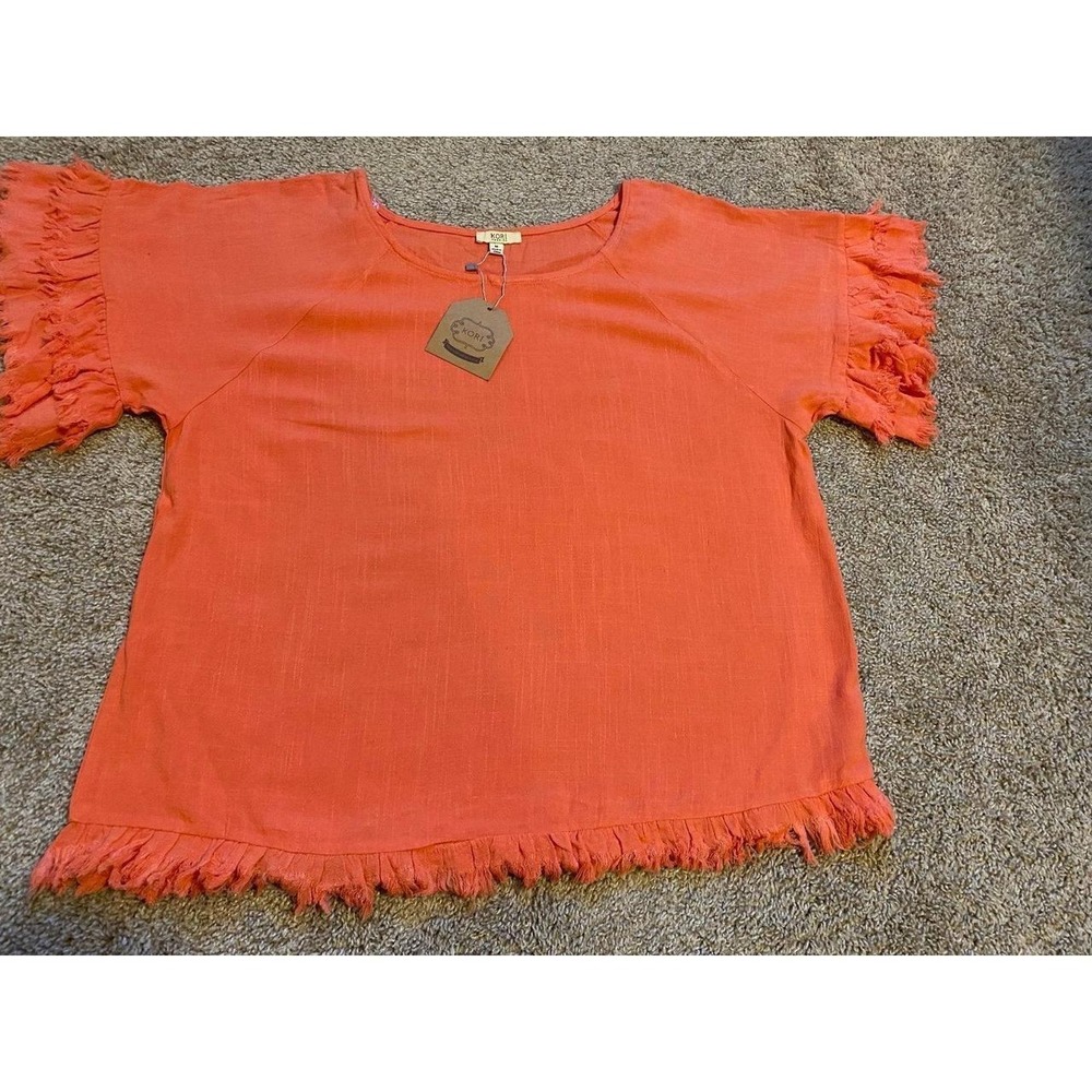 Kori America Top Medium New With Tag Fringe Hem Sleeves sku45
